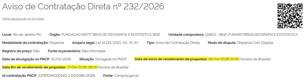 Concurso IBGE - Contratação da banca
