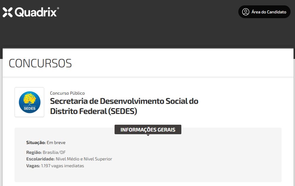Concurso Sedes DF: Quadrix já tem página reservada para receber edital