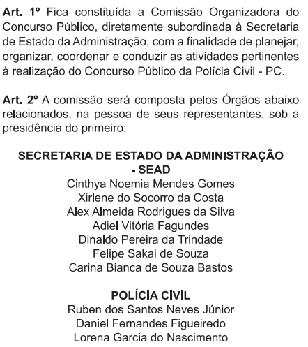 Comissão do concurso PC AP