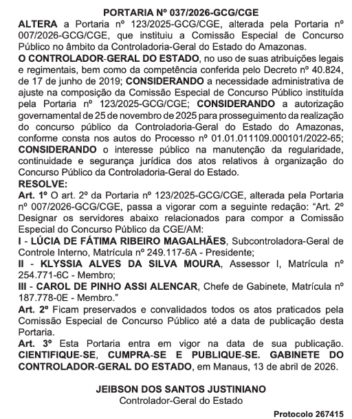 Concurso CGE AM: comissão alterada; edital até junho!