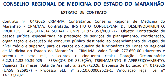 Concurso CRM MA 2026: banca contratada para novo edital