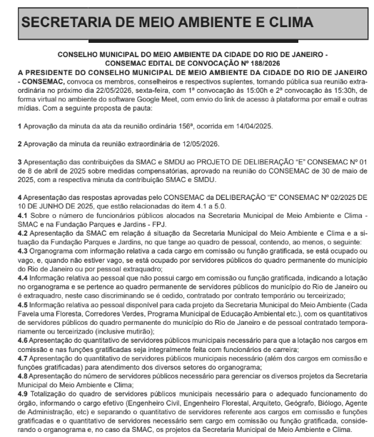 Concurso Meio Ambiente Rio: edital em planejamento!