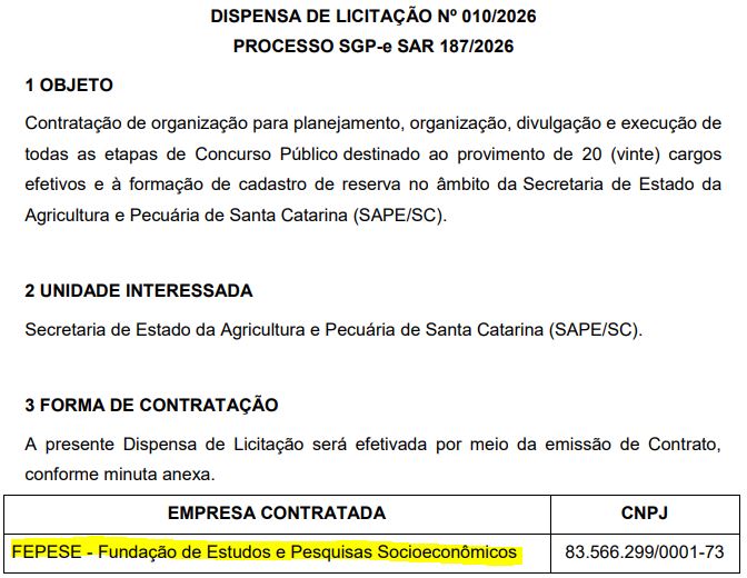 Concurso SAPE SC: Fepese é definida a banca organizadora!