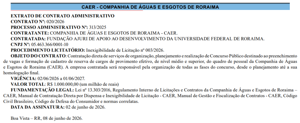 Concurso CAER RR: banca definida para médio e superior