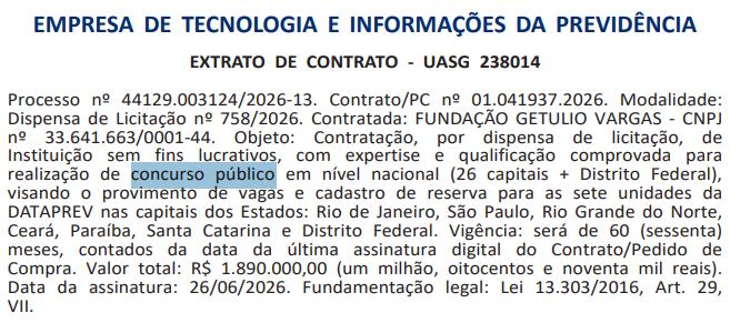 Concurso Dataprev 2026: FGV é a banca do novo edital!
