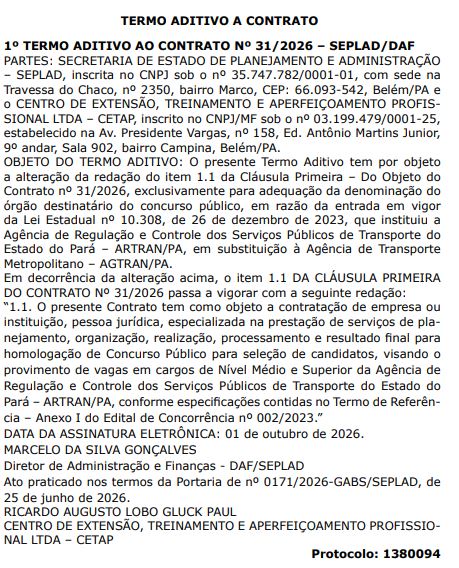Concurso AGTRAN PA: contrato com a banca é prorrogado!