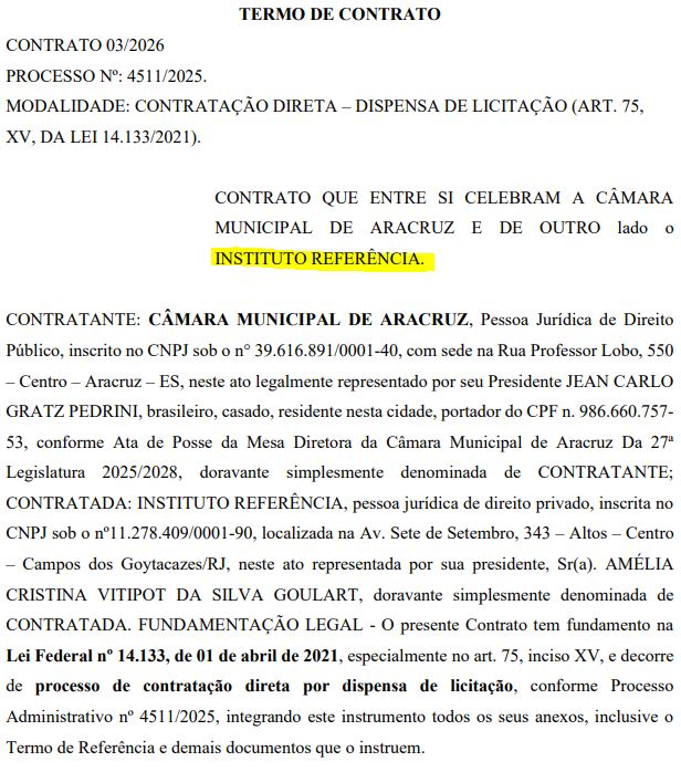 Concurso Câmara de Aracruz: banca contratada; edital iminente