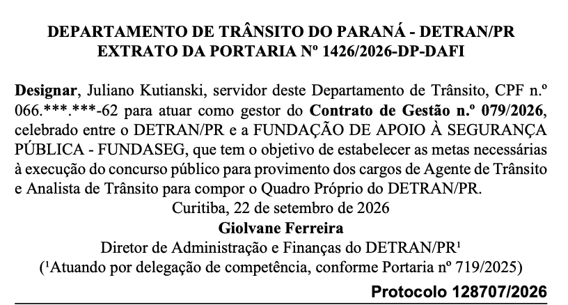 Concurso Detran PR banca definida