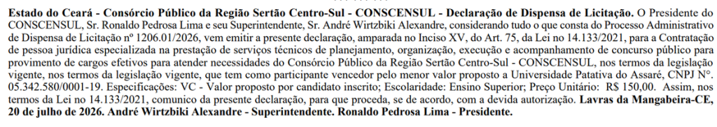 banca definida concurso conscensul