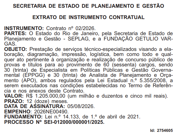 Concurso Seplag RJ 2026: FGV contratada; edital iminente!