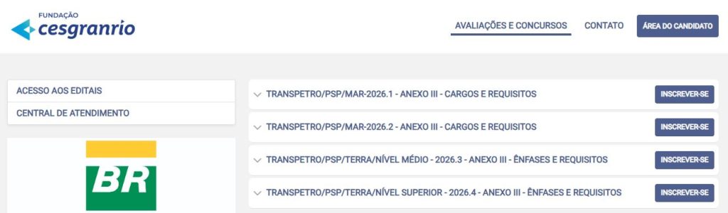 Passo a passo de inscrição no Concurso Transpetro
