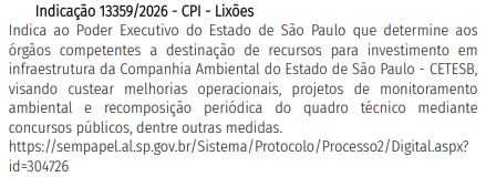 Concurso Cetesb é recomendado em CPI dos Lixões