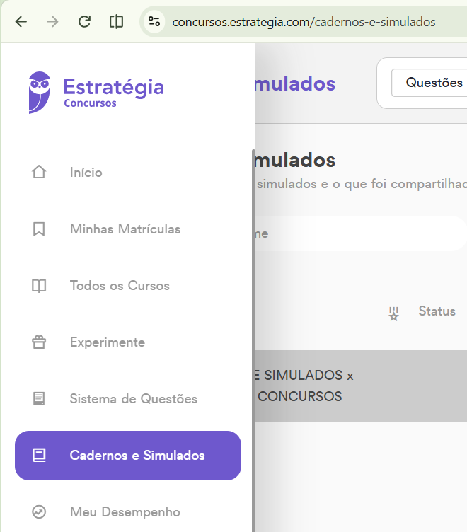 Tutorial LDI: Cadernos e Simulados