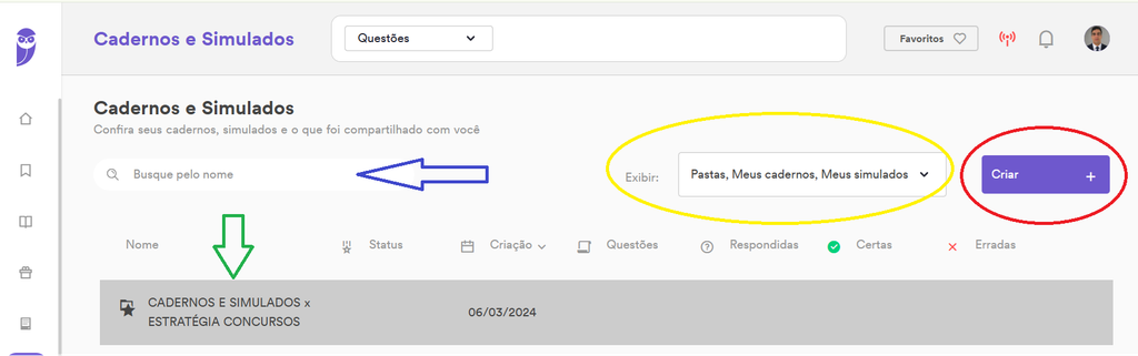 Tutorial LDI: Cadernos e Simulados