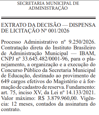 Concurso São João de Meriti Educação: banca definida; 649 vagas